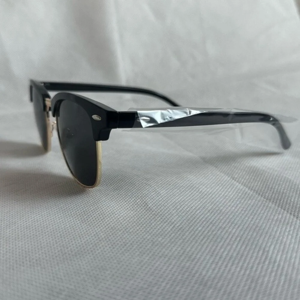 Polarized Half Frame Horn Rimmed Sunglasses Black Unisex Deep Eddy Vodka New